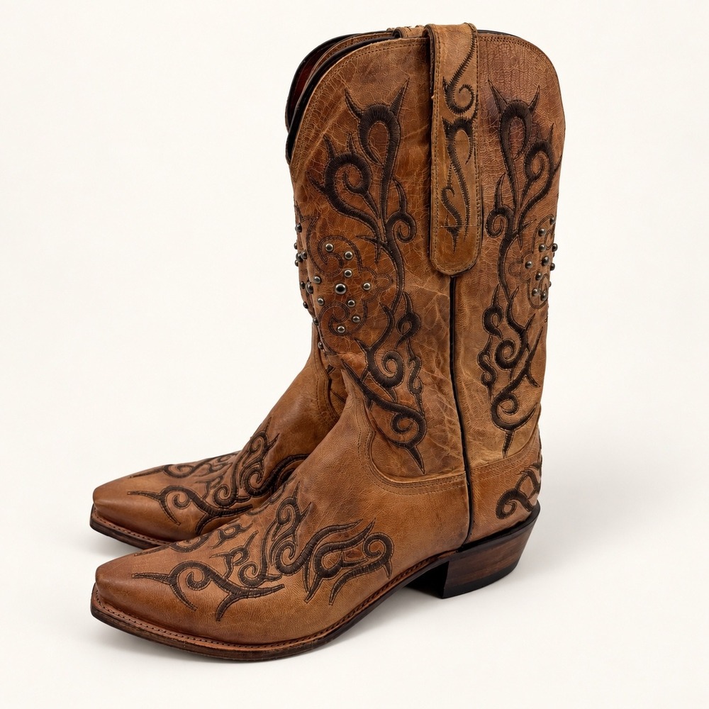 Lucchese 1883 El Duke N1647 Mens 9D Mad Dog Goat Leather Cowboy Western Boots
